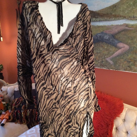 Rampage Other - Great Safari Fringed long sleeve Cover Up